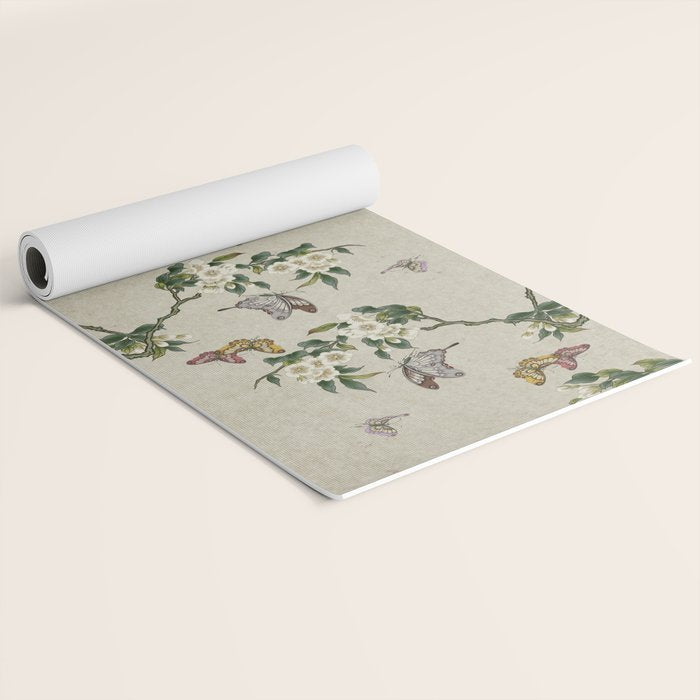 Pear flowers and butterflies type A - Minhwa : Koreafolkpainting Yoga Mat Gallery Image 2
