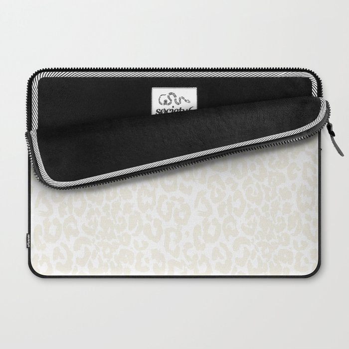 Antique White Leopard Print on White Laptop Sleeve Gallery Image 2