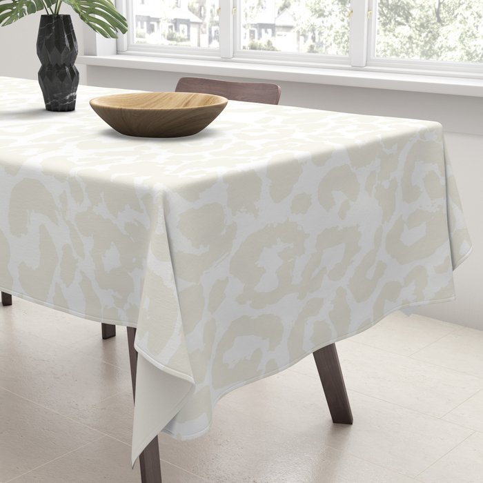 Antique White Leopard Print on White Tablecloth Gallery Image 3