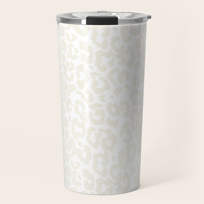 Antique White Leopard Print on White Travel Mug Gallery Image 1