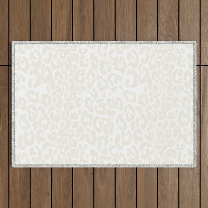Antique White Leopard Print on White Outdoor Rug Gallery Image 1