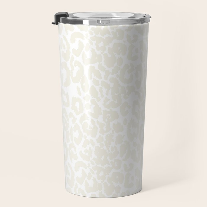Antique White Leopard Print on White Travel Mug Gallery Image 3