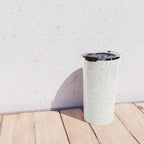 Antique White Leopard Print on White Travel Mug Gallery Image 4