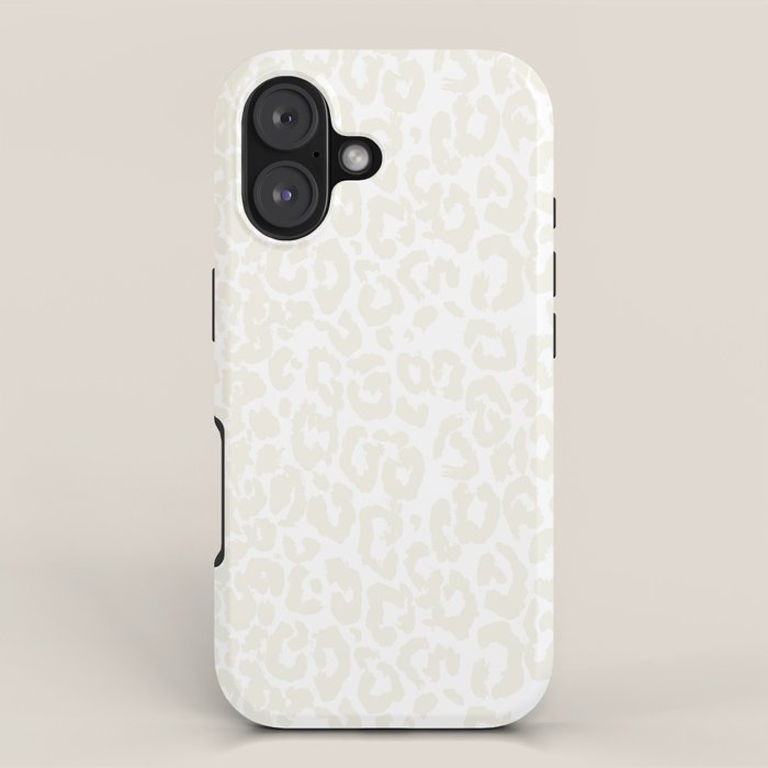 Antique White Leopard Print on White iPhone Case Gallery Image 1