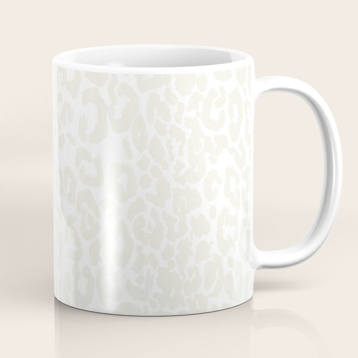 Antique White Leopard Print on White Coffee Mug Gallery Image 1