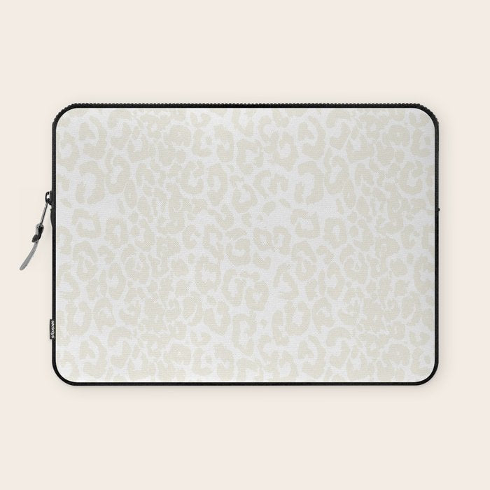 Antique White Leopard Print on White Laptop Sleeve Gallery Image 1