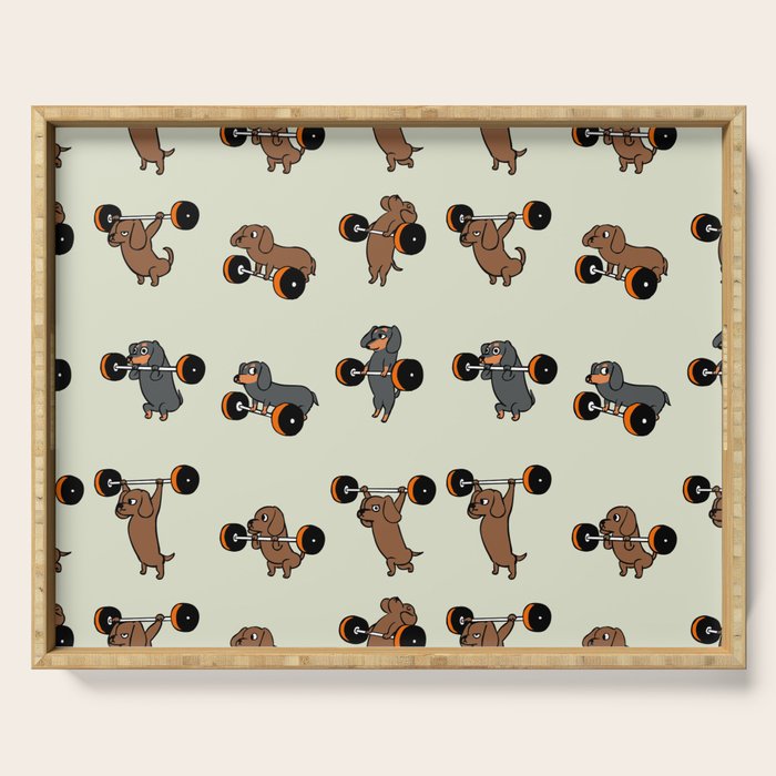 Olympic Lifting Dachshund Serving Tray Gallery Image 1