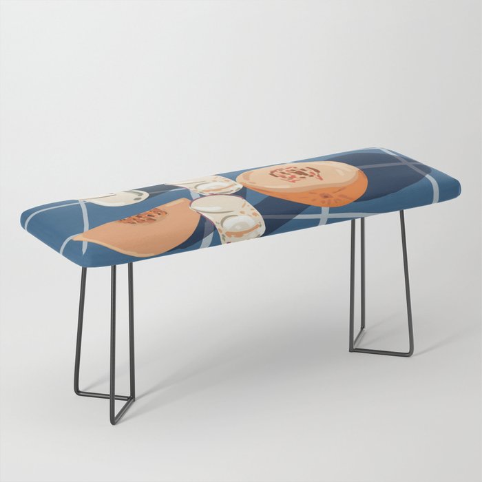 Melon Vodka Shots, Weekend Alcohol Party Fruits Beverages, Papaya Chill Pastel Eclectic Afternoon, Slow Living Honeydew Indigo Tiles Bohemian Painting Bench Gallery Image 1