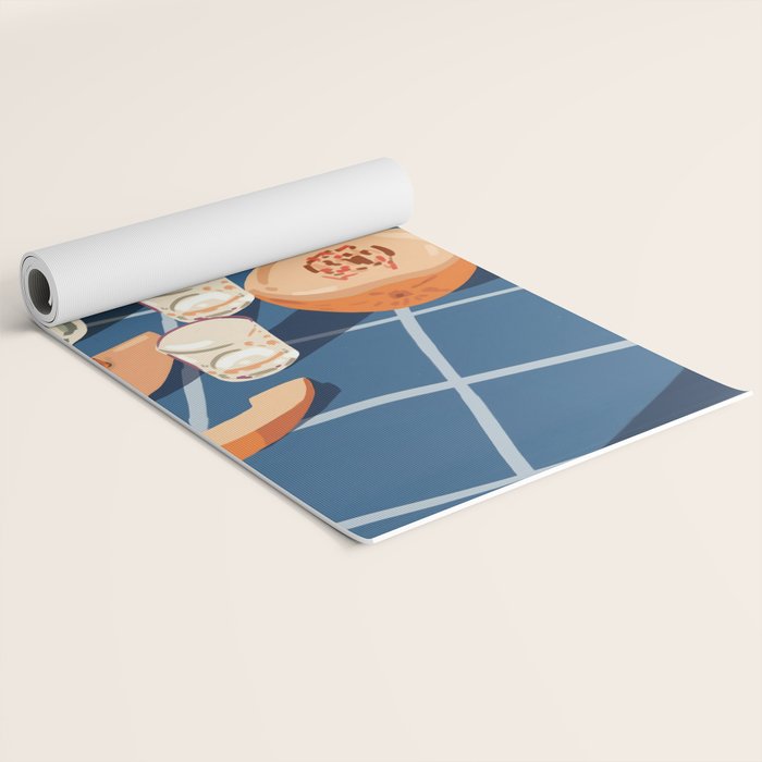 Melon Vodka Shots, Weekend Alcohol Party Fruits Beverages, Papaya Chill Pastel Eclectic Afternoon, Slow Living Honeydew Indigo Tiles Bohemian Painting Yoga Mat Gallery Image 2