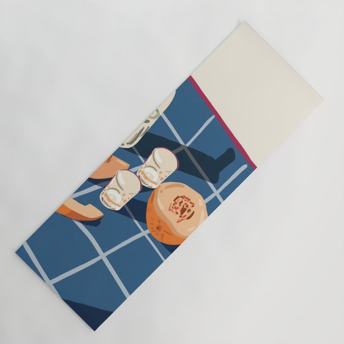 Melon Vodka Shots, Weekend Alcohol Party Fruits Beverages, Papaya Chill Pastel Eclectic Afternoon, Slow Living Honeydew Indigo Tiles Bohemian Painting Yoga Mat Gallery Image 1