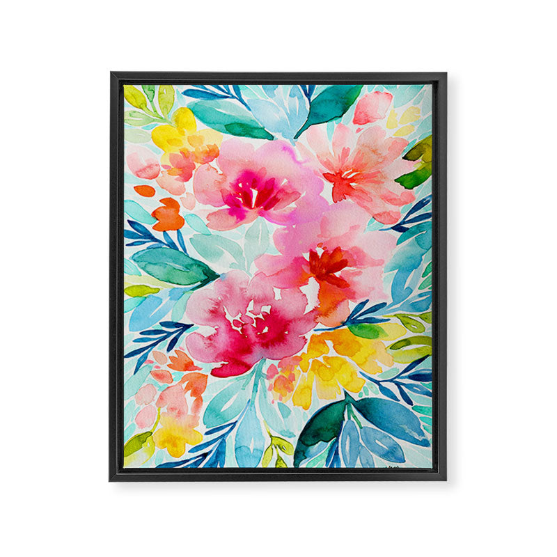 Neon Floral Framed Canvas Print Gallery Image 6