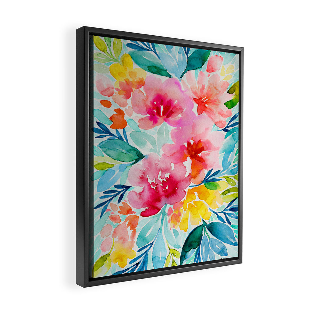 Neon Floral Framed Canvas Print Gallery Image 2