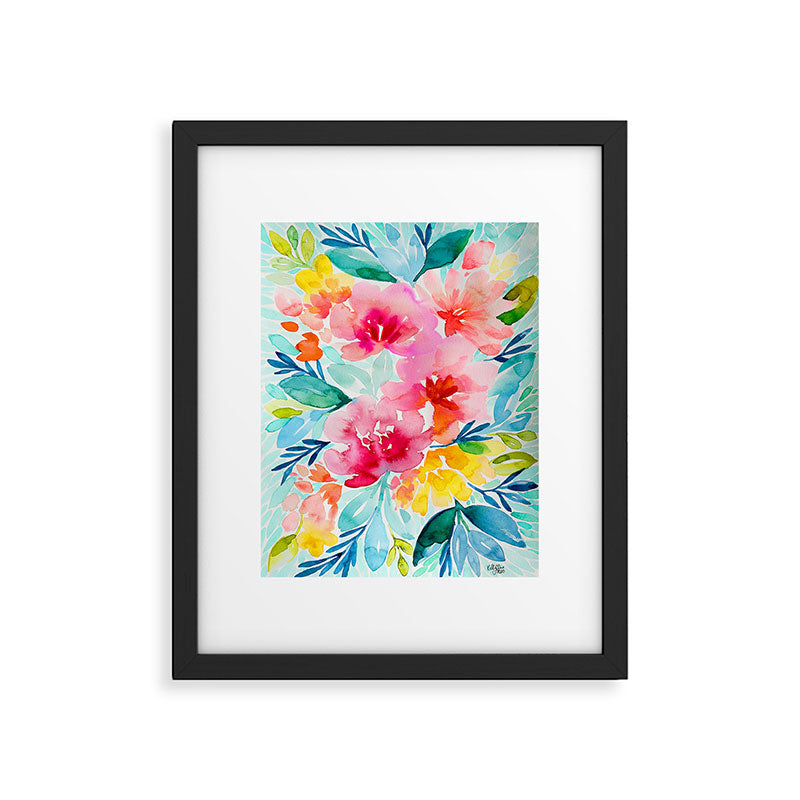Neon Floral Framed Art Print Gallery Image 5
