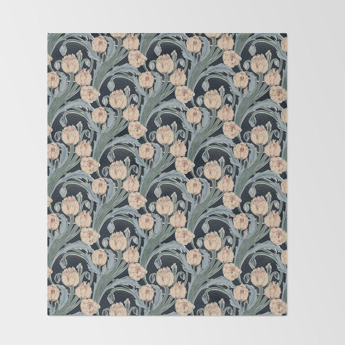 Victorian cottage nighty garden Throw Blanket Gallery Image 2