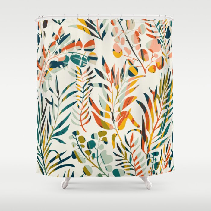 colorful leaves pattern Shower Curtain Gallery Image 1