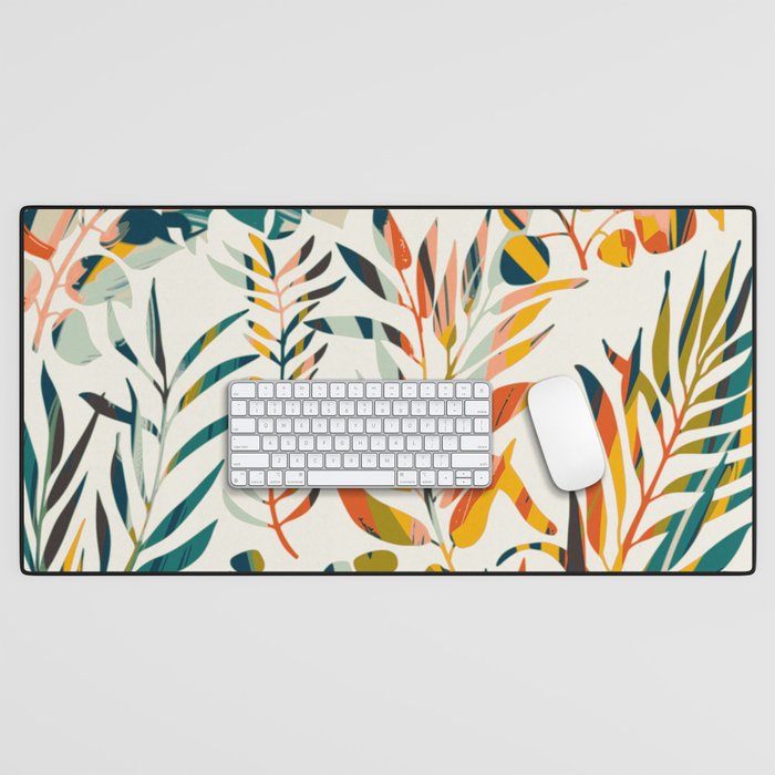 colorful leaves pattern Desk Mat Gallery Image 1