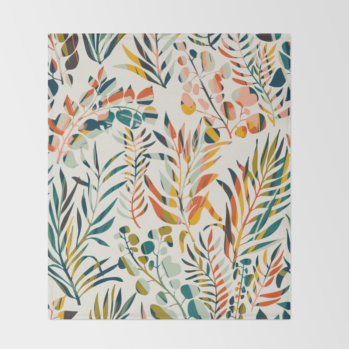 colorful leaves pattern Throw Blanket Gallery Image 2