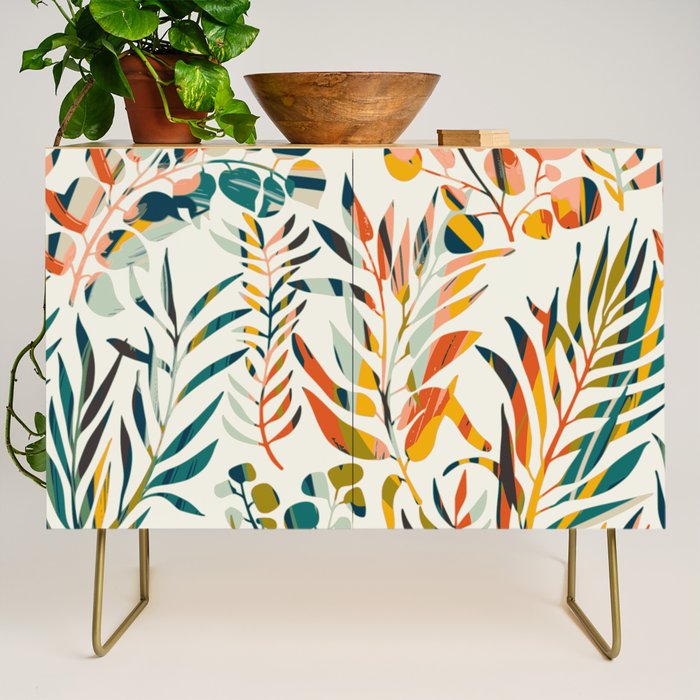 colorful leaves pattern Credenza Gallery Image 1