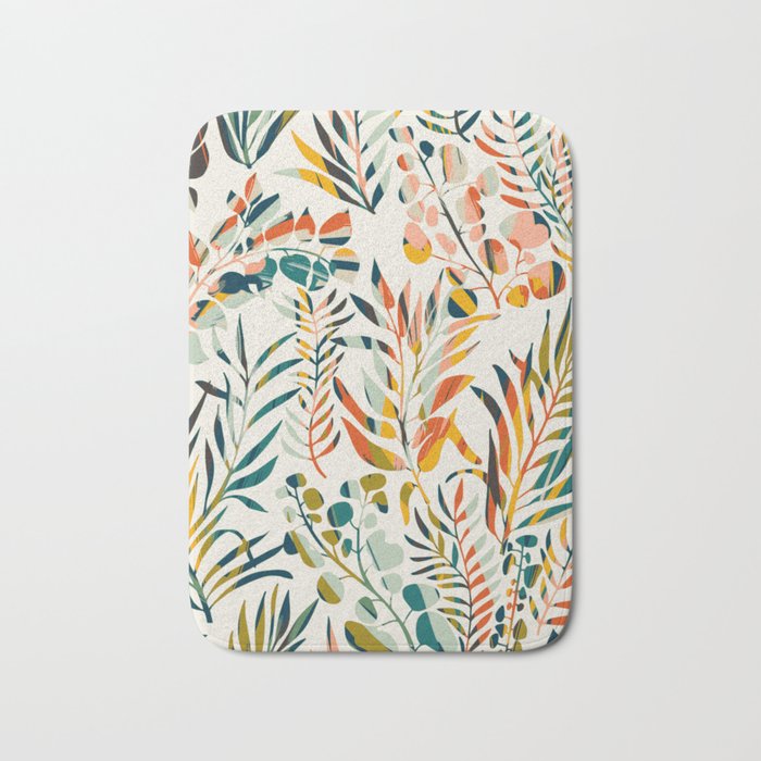 colorful leaves pattern Bath Mat Gallery Image 1
