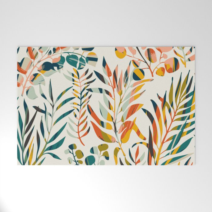 colorful leaves pattern Welcome Mat Gallery Image 1