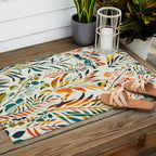 colorful leaves pattern Outdoor Rug Gallery Image 2