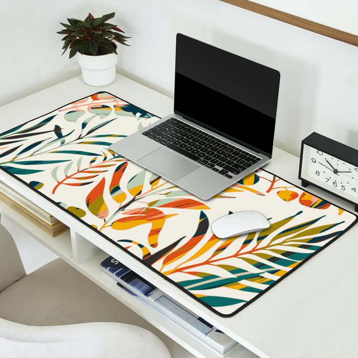 colorful leaves pattern Desk Mat Gallery Image 2