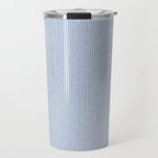 linen textured stripes - coastal blue Travel Mug Gallery Image 1