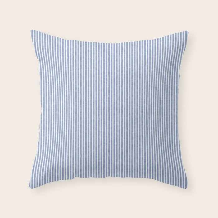 linen textured stripes - coastal blue Throw Pillow Gallery Image 1
