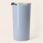 linen textured stripes - coastal blue Travel Mug Gallery Image 3