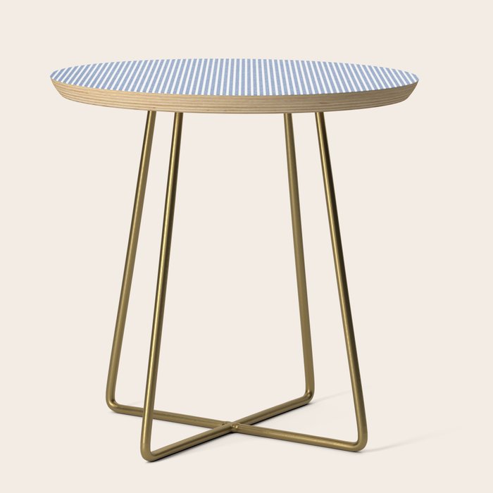 linen textured stripes - coastal blue Side Table Gallery Image 1