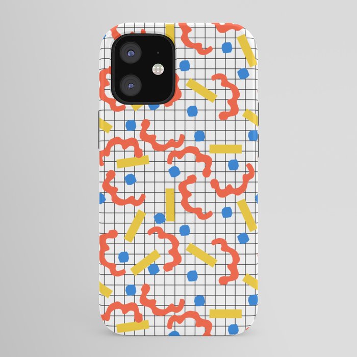 Primal - memphis throwback squiggle circle geometric grid lines dots trendy hipster 80s retro cool iPhone Case Gallery Image 41