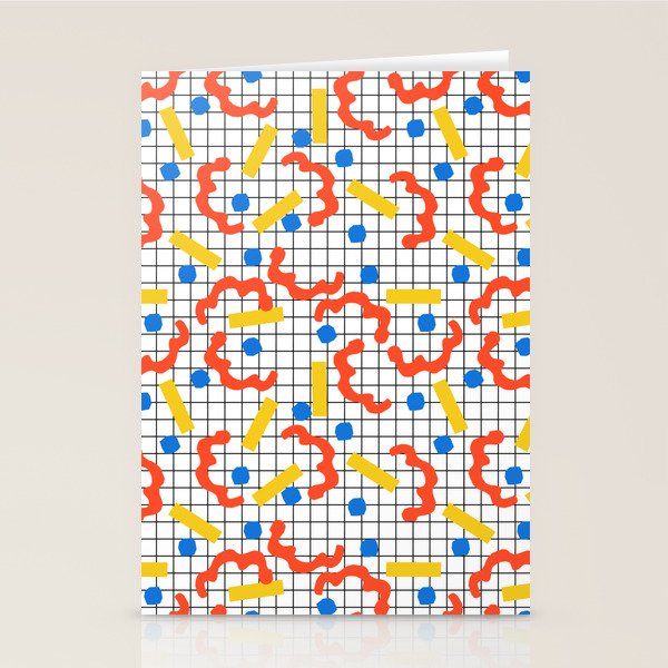 Primal - memphis throwback squiggle circle geometric grid lines dots trendy hipster 80s retro cool Stationery Card Gallery Image 1