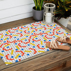 Primal - memphis throwback squiggle circle geometric grid lines dots trendy hipster 80s retro cool Outdoor Rug Gallery Image 2