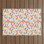 Primal - memphis throwback squiggle circle geometric grid lines dots trendy hipster 80s retro cool Outdoor Rug Gallery Image 1