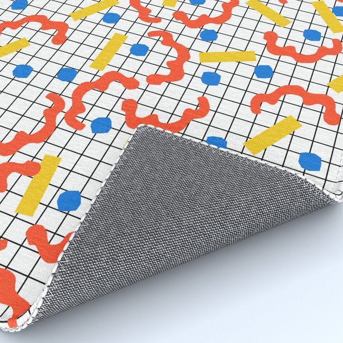 Primal - memphis throwback squiggle circle geometric grid lines dots trendy hipster 80s retro cool Rug Gallery Image 4