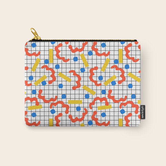 Primal - memphis throwback squiggle circle geometric grid lines dots trendy hipster 80s retro cool Carry All Pouch Gallery Image 1