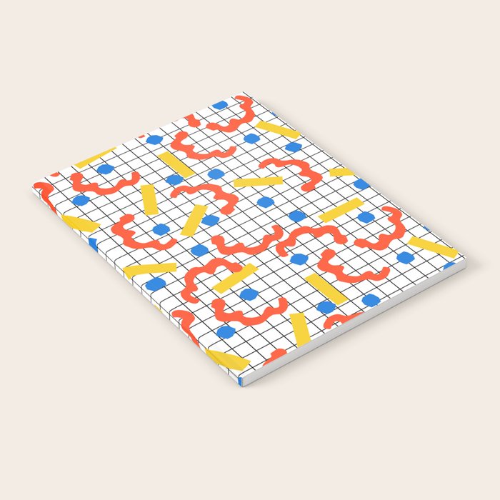 Primal - memphis throwback squiggle circle geometric grid lines dots trendy hipster 80s retro cool Notebook Gallery Image 1