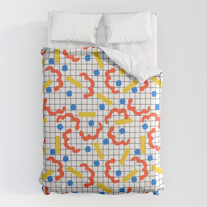 Primal - memphis throwback squiggle circle geometric grid lines dots trendy hipster 80s retro cool Comforter Gallery Image 6