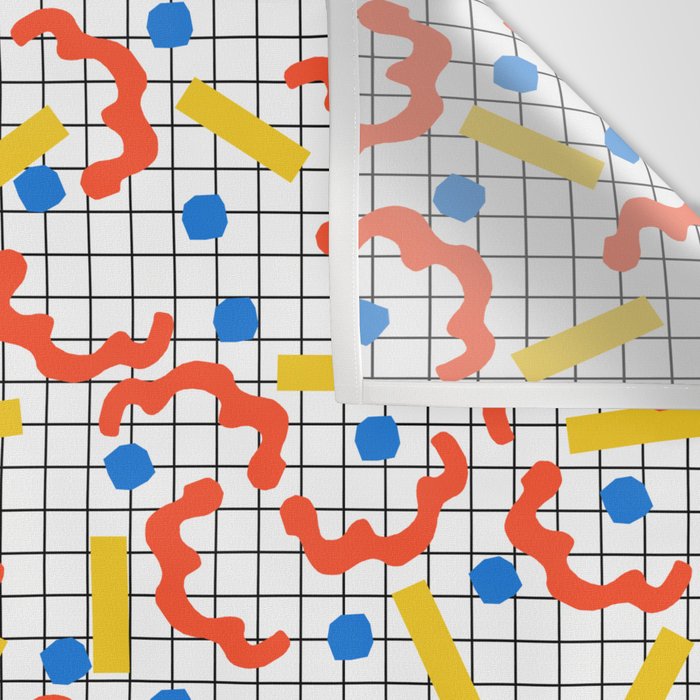 Primal - memphis throwback squiggle circle geometric grid lines dots trendy hipster 80s retro cool Wall Tapestry Gallery Image 3