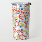 Primal - memphis throwback squiggle circle geometric grid lines dots trendy hipster 80s retro cool Travel Mug Gallery Image 2