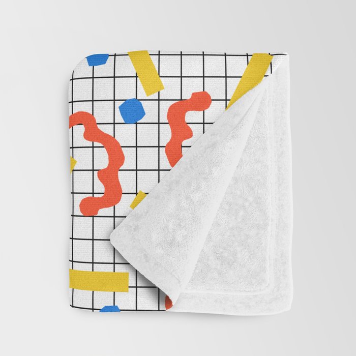 Primal - memphis throwback squiggle circle geometric grid lines dots trendy hipster 80s retro cool Throw Blanket Gallery Image 3