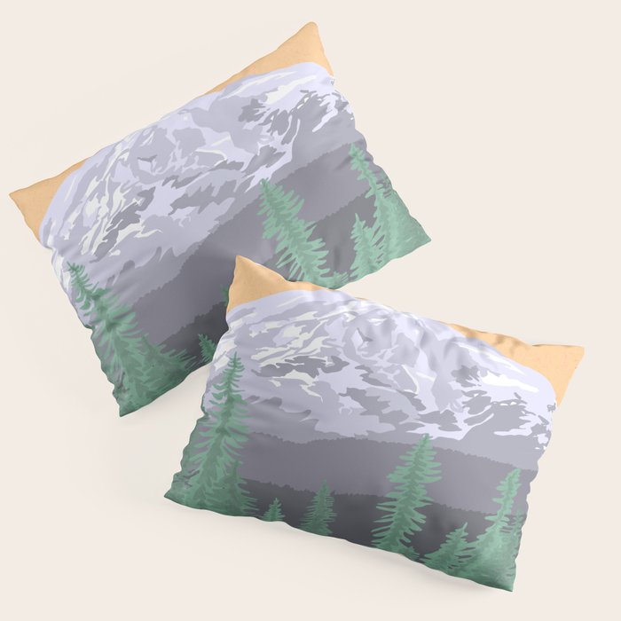 Mount Rainier National Park, Vintage Style Pillow Sham Gallery Image 3