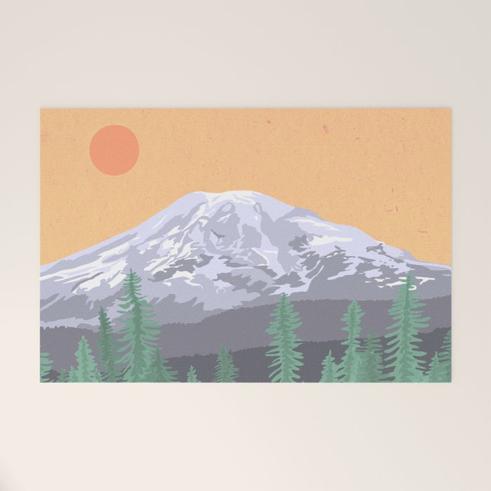 Mount Rainier National Park, Vintage Style Welcome Mat Gallery Image 1