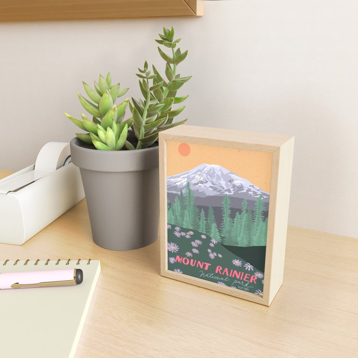 Mount Rainier National Park, Vintage Style Mini Art Print Gallery Image 2