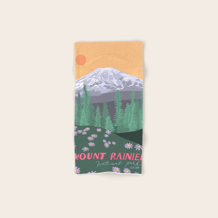 Mount Rainier National Park, Vintage Style Bath Towel Gallery Image 1