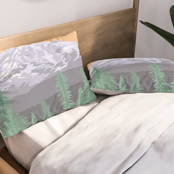 Mount Rainier National Park, Vintage Style Pillow Sham Gallery Image 2