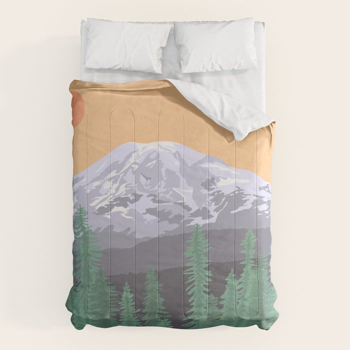 Mount Rainier National Park, Vintage Style Comforter Gallery Image 1