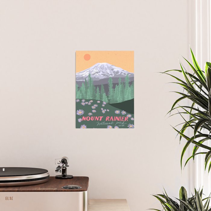 Mount Rainier National Park, Vintage Style Poster Gallery Image 2
