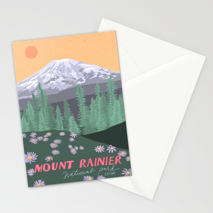 Mount Rainier National Park, Vintage Style Stationery Card Gallery Image 2