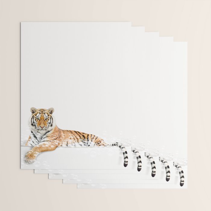 Tiger in a Bathtub, Tiger Taking a Bath, Tiger Bathing, Whimsy Animal Art Print By Synplus Wrapping Paper Gallery Image 3